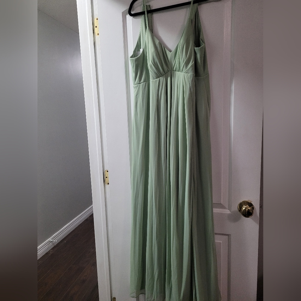 Azazie sage green A6 maternity bridesmaid dress